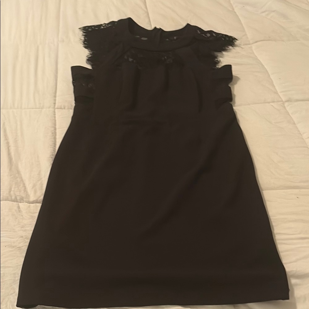 Privileged Black Lace-Trim Mini Dress